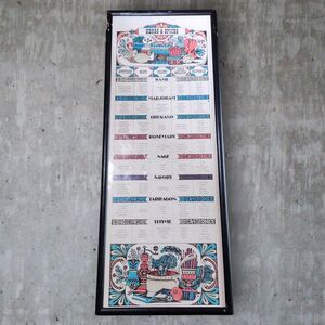 Vintage 1967 Pillsbury Herbs and Spices Framed Poster MCM Reference Cooking